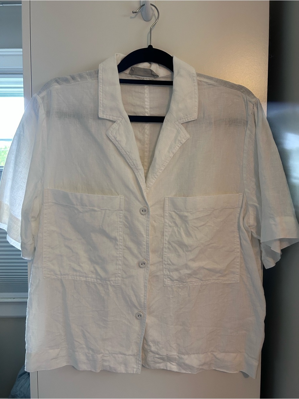 Everlane White Linen Short Sleeve Top